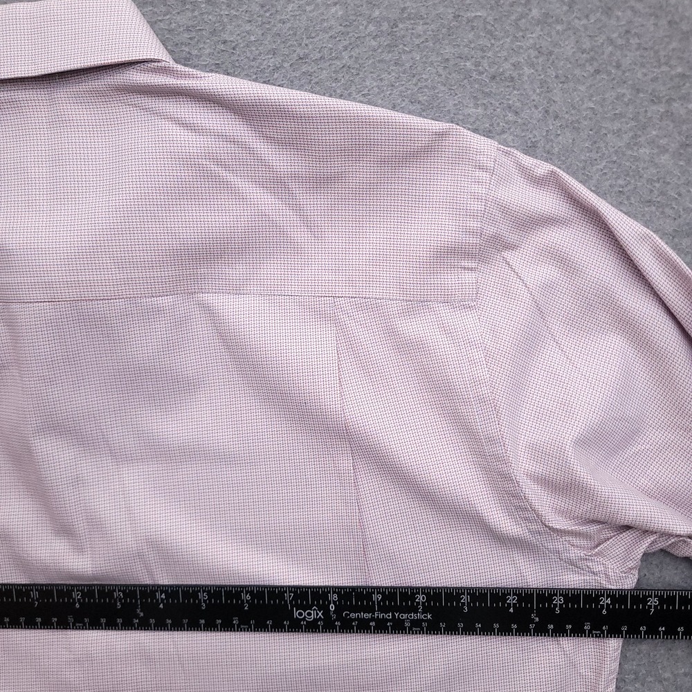 David Donahue Dress Shirt Mens 16 34/35 Regular Fit White Micro Check - Picture 6 of 8